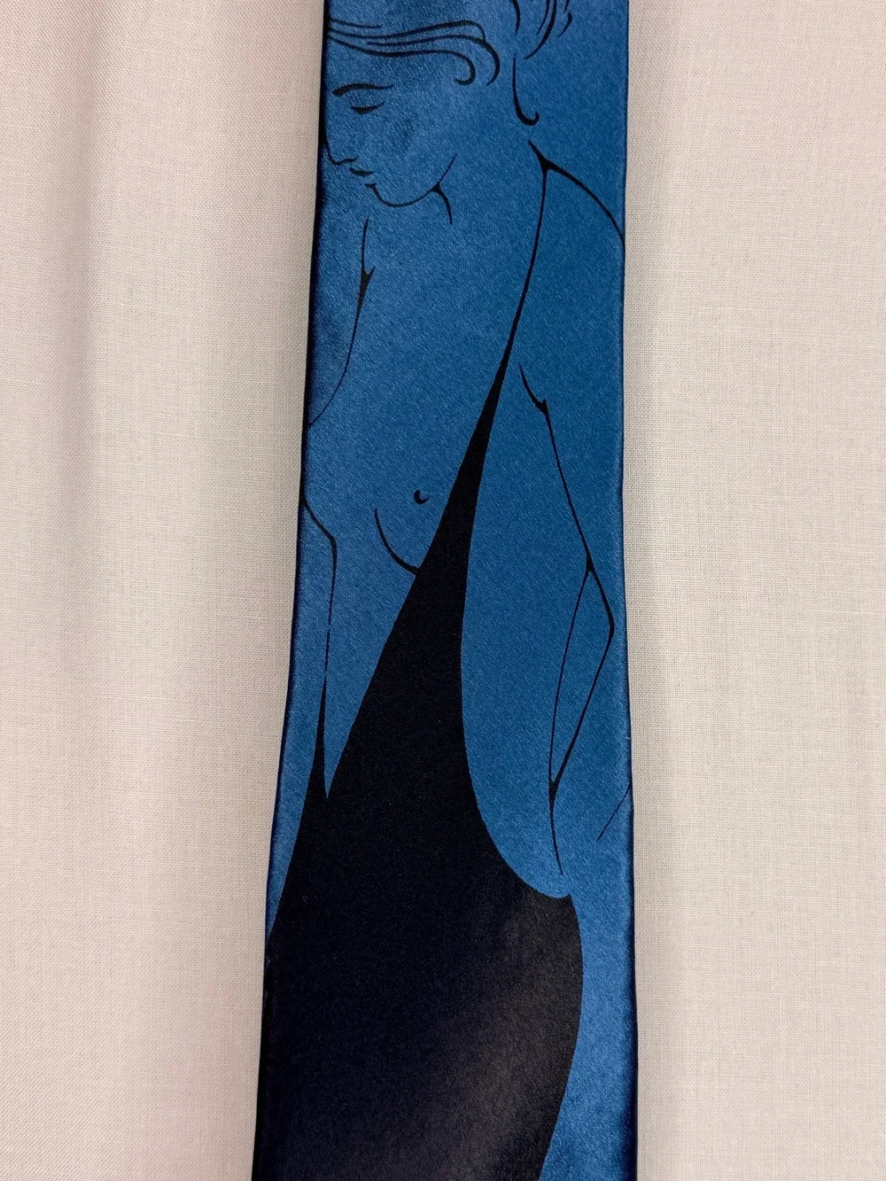 Rare Oscar de la Renta 100% Silk Designer Tie – Blue & Black Art Deco